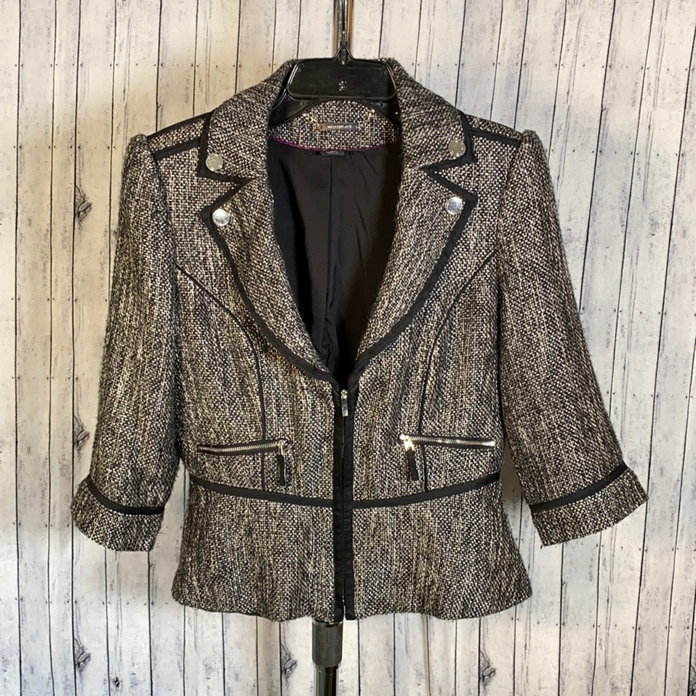 White House Black Market Tweed Peplum ZipUp Blazer